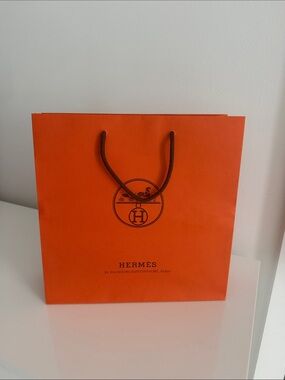 Hermès Orange Shopping Bag with Brown Rope Handles